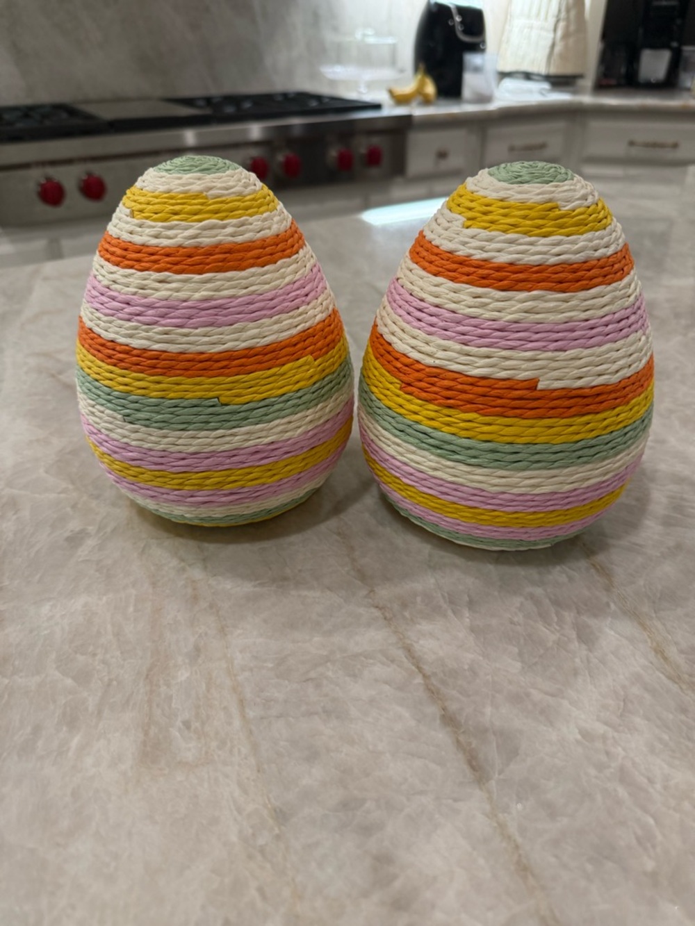 Easter Boho Crochet Striped Eggs Lot of 2